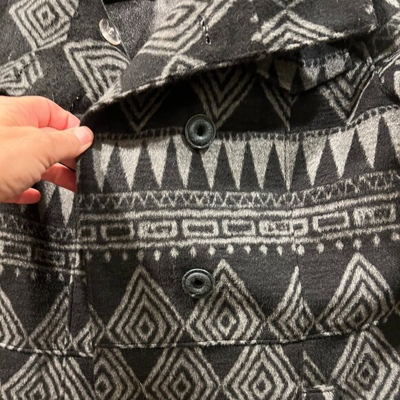Hurley Wool Blend Hooded Pea Coat – Tribal Aztec Print | Size Small - Picture 4 of 5